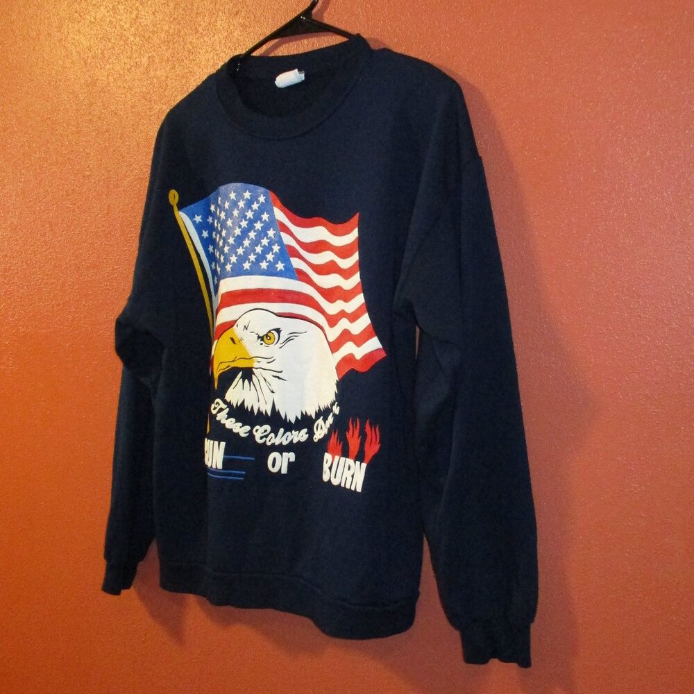 American Eagle Sweatshirt Haband Vintage 1990 Woman Large Red White Blue Yellow - Picture 4 of 7